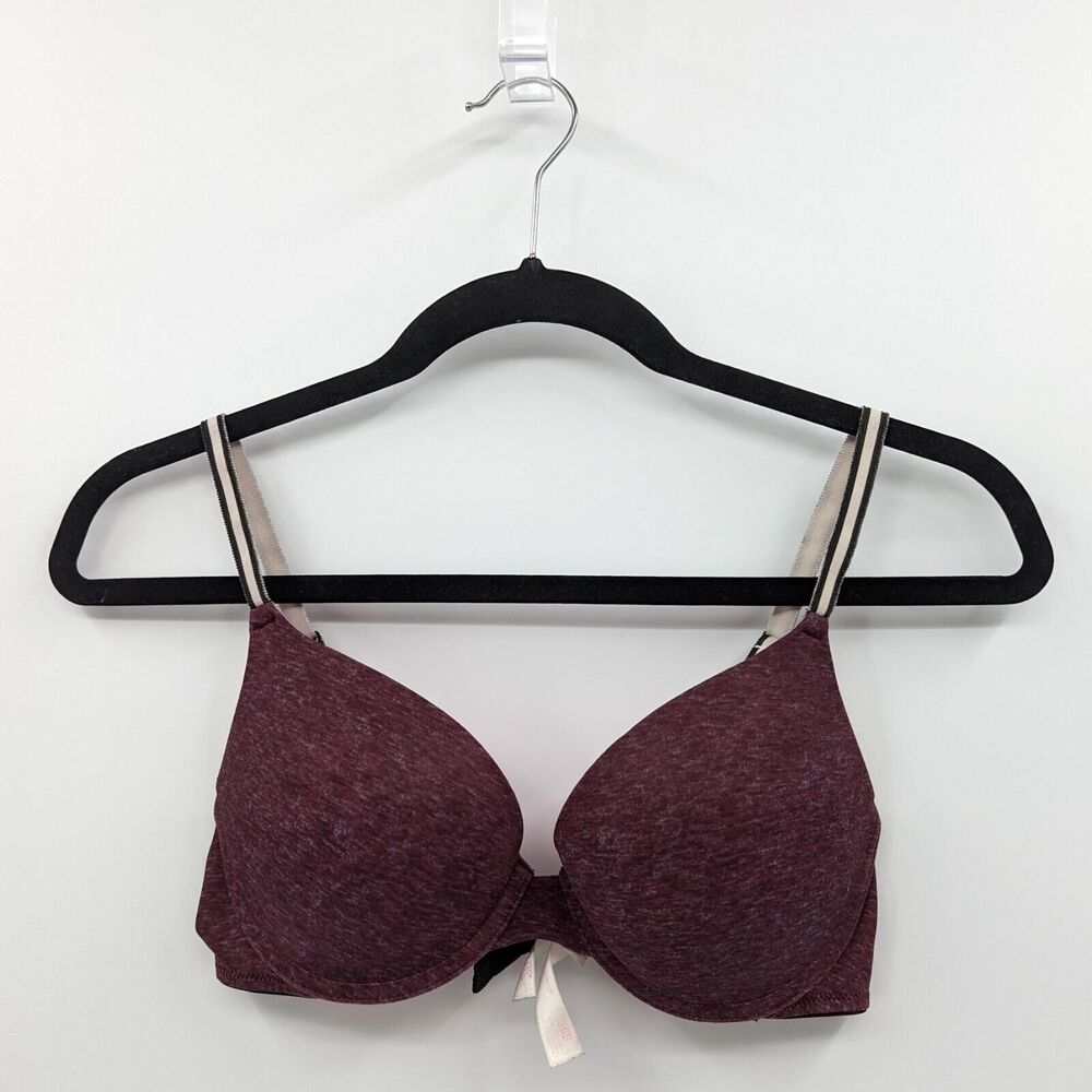 Victoria's Secret PINK Bra Women’s 36B Burgundy Red Heather Push Up